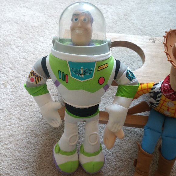 Disney Pixar Mattel Buzz Lightyear & Sheriff Woody Plush toy with Vi Head 14" - Picture 2 of 5